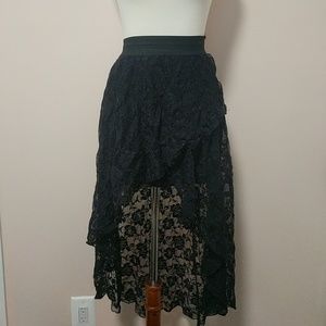 Black lace high low skirt